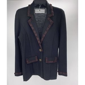 Steve Fabrikant Signature Black Wool Blend Gold Tone Buttons Cardigan Sz Petite